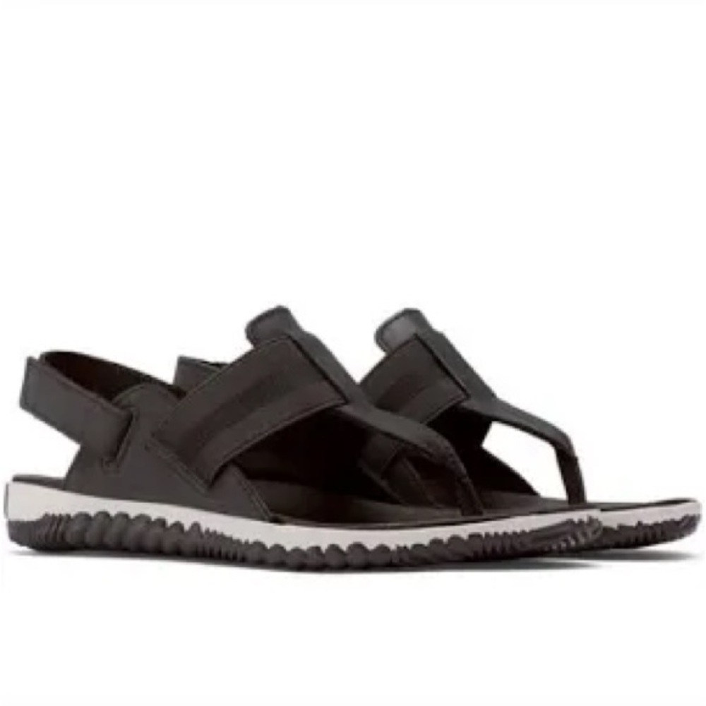 Sorel out‎ and about plus sling back thongs black & cream size 8.5